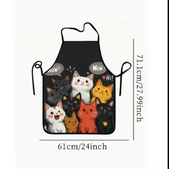 Cute Multicat Black Cat Apron - Picture 4 of 4